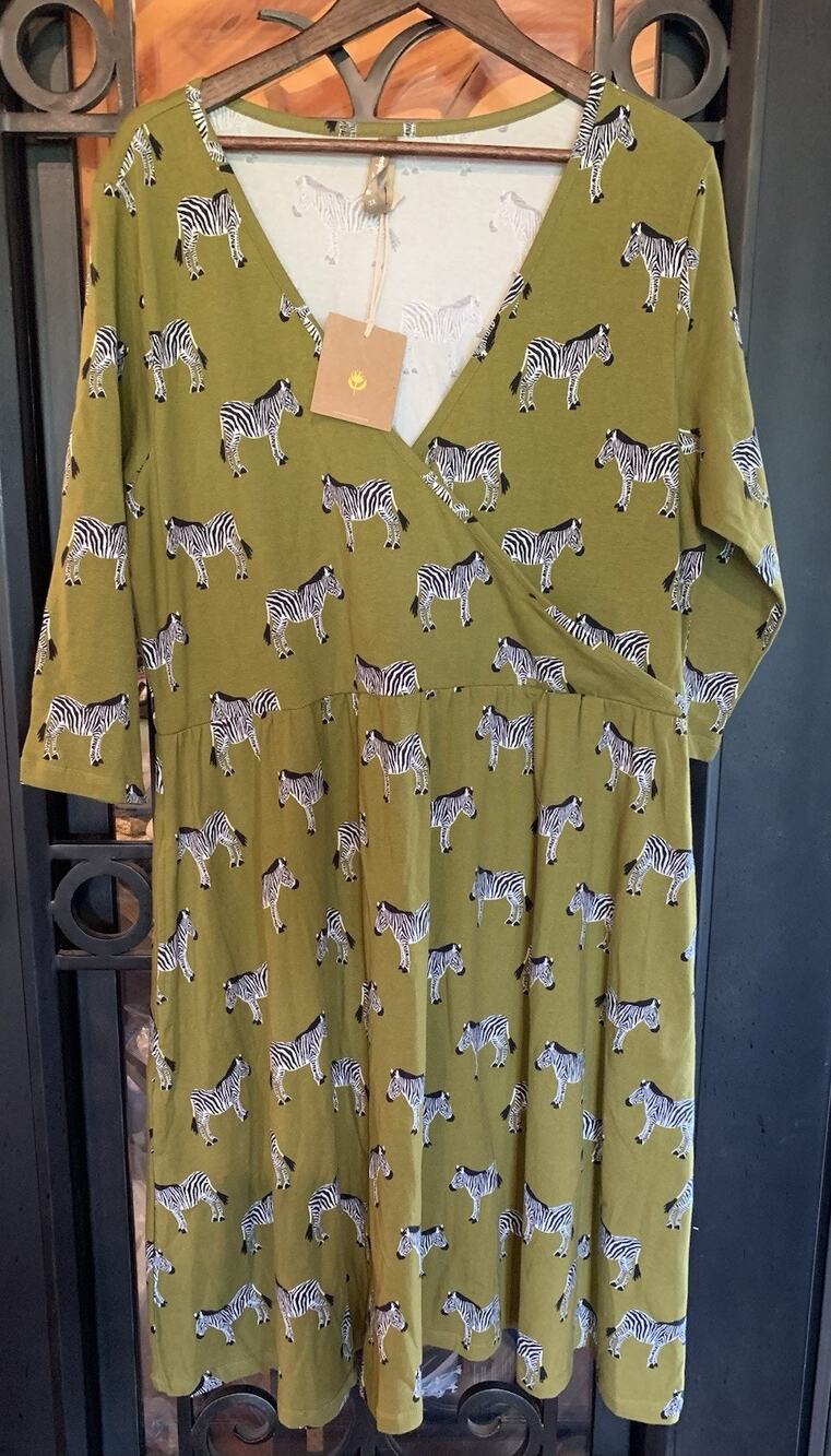 Mata Traders NWT Aditi Zebra Wrap Dress Womens 2X Organic Cotton